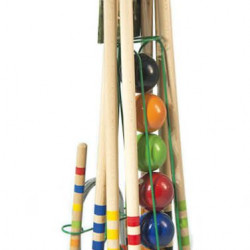 Londero Croquet Set 6 kroketa komplekts ar koka ratiņiem un metāla turētāju (09206)
