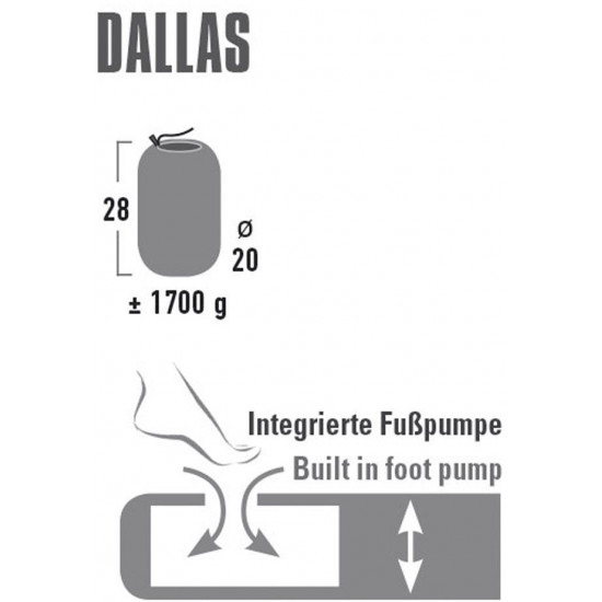 High Peak Dallas XL piepūšamais matracis ar integrētu kājas pumpi (41030) High Peak Dallas XL piepūšamais matracis ar integrētu kājas pumpi (41030)
