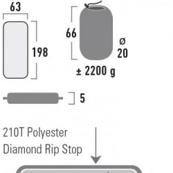 High Peak Oregon 200 Trekking Mat pašpiepūšamais paklājs (41068) High Peak Oregon 200 Trekking Mat pašpiepūšamais paklājs (41068)